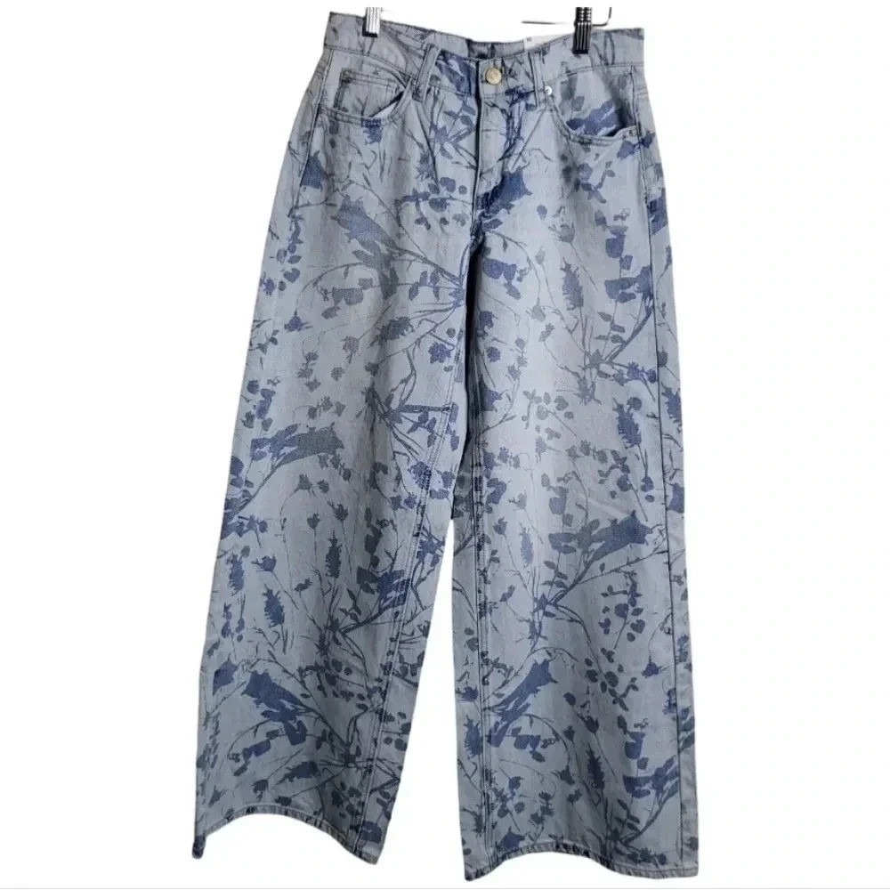 Urban Outfitters BDG Floral pattern wide leg blue‎ jeans sz 26 NWT